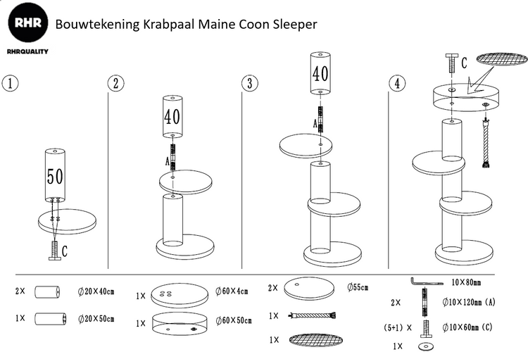 Krabpaal Maine Coon Sleeper (Lichtgrijs)
