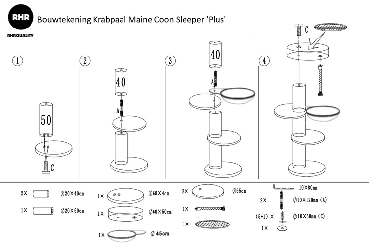 Krabpaal Maine Coon Sleeper Blackline Plus (Donkergrijs)