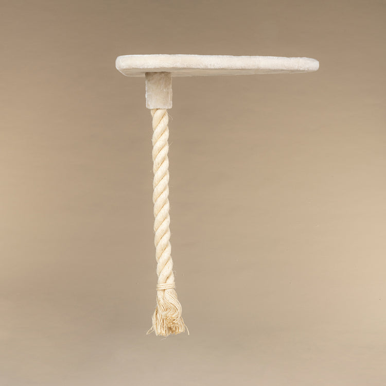 Grote, crèmekleurige Ligplaats Step met Speeltouw Driehoekig (voor 12, 15 of 20 cm palen)