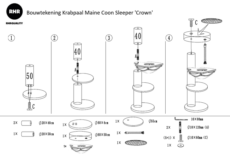 Krabpaal Maine Coon Sleeper Blackline Crown (Donkergrijs)