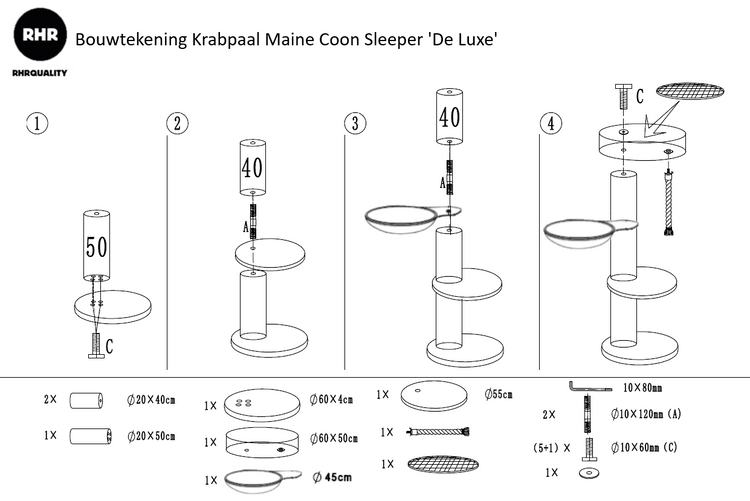 Krabpaal Maine Coon Sleeper Blackline de Luxe (Donkergrijs)