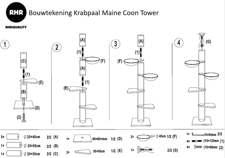 Krabpaal Maine Coon Tower Blackline (Donkergrijs)