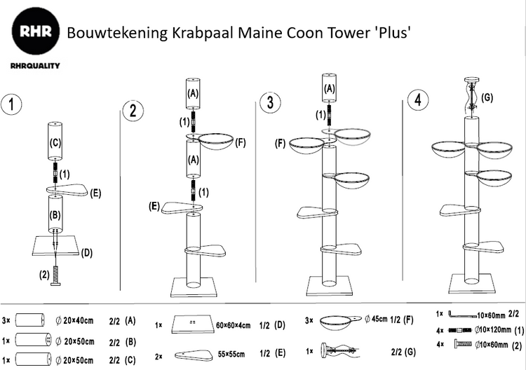Krabpaal Maine Coon Tower Blackline Plus (Lichtgrijs)