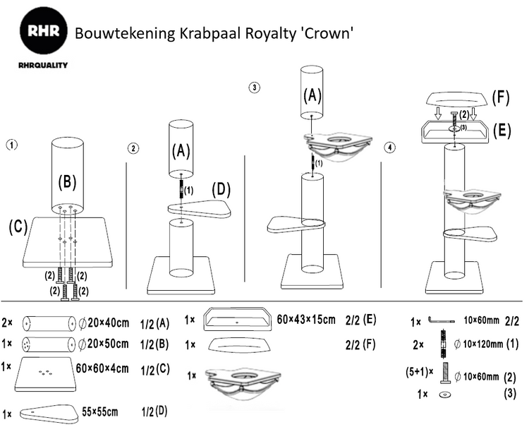 Krabpaal Royalty Blackline Crown (Lichtgrijs)